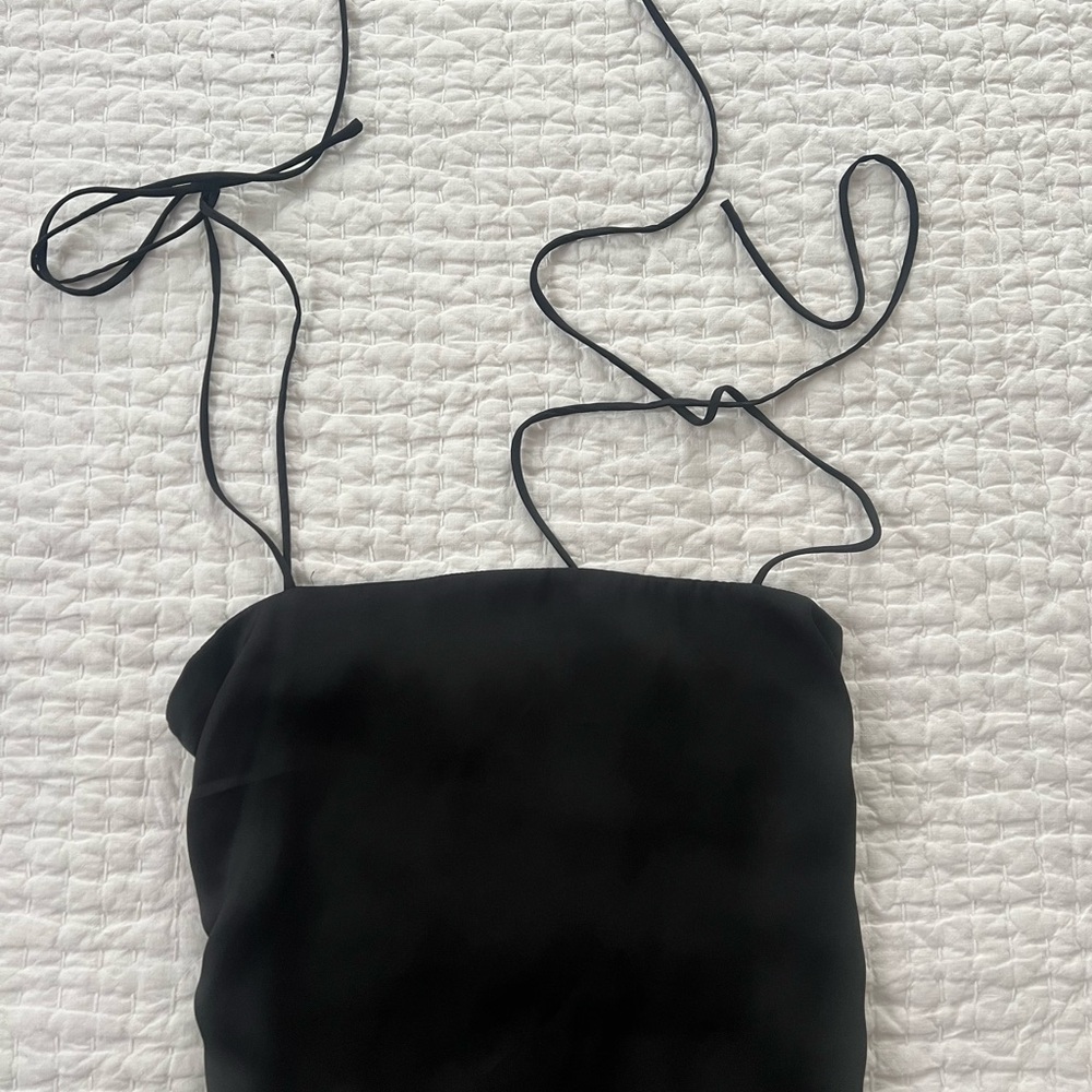Black Satin Crop Top